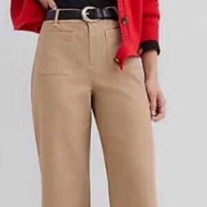 LOFT Palmer Wide Leg Crop Pants Women’s 16P Petite Tan High Rise Career Work Tro